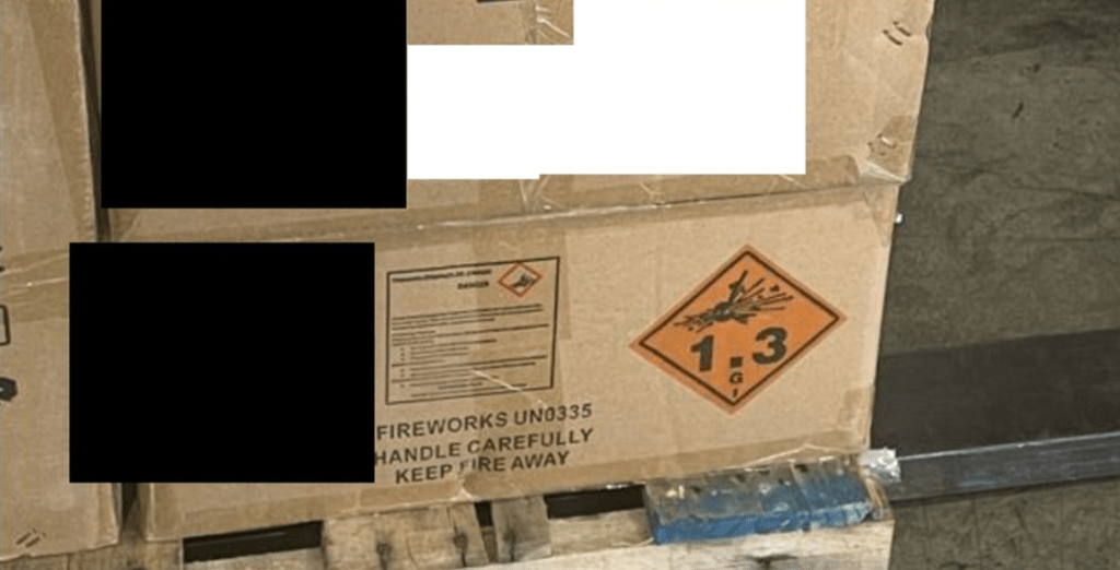 Provided photo of 1.3G Fireworks seized on Feb. 15, 2024 by the Hawaiʻi Department of Law Enforcement.